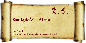 Kmetykó Vince névjegykártya