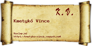 Kmetykó Vince névjegykártya